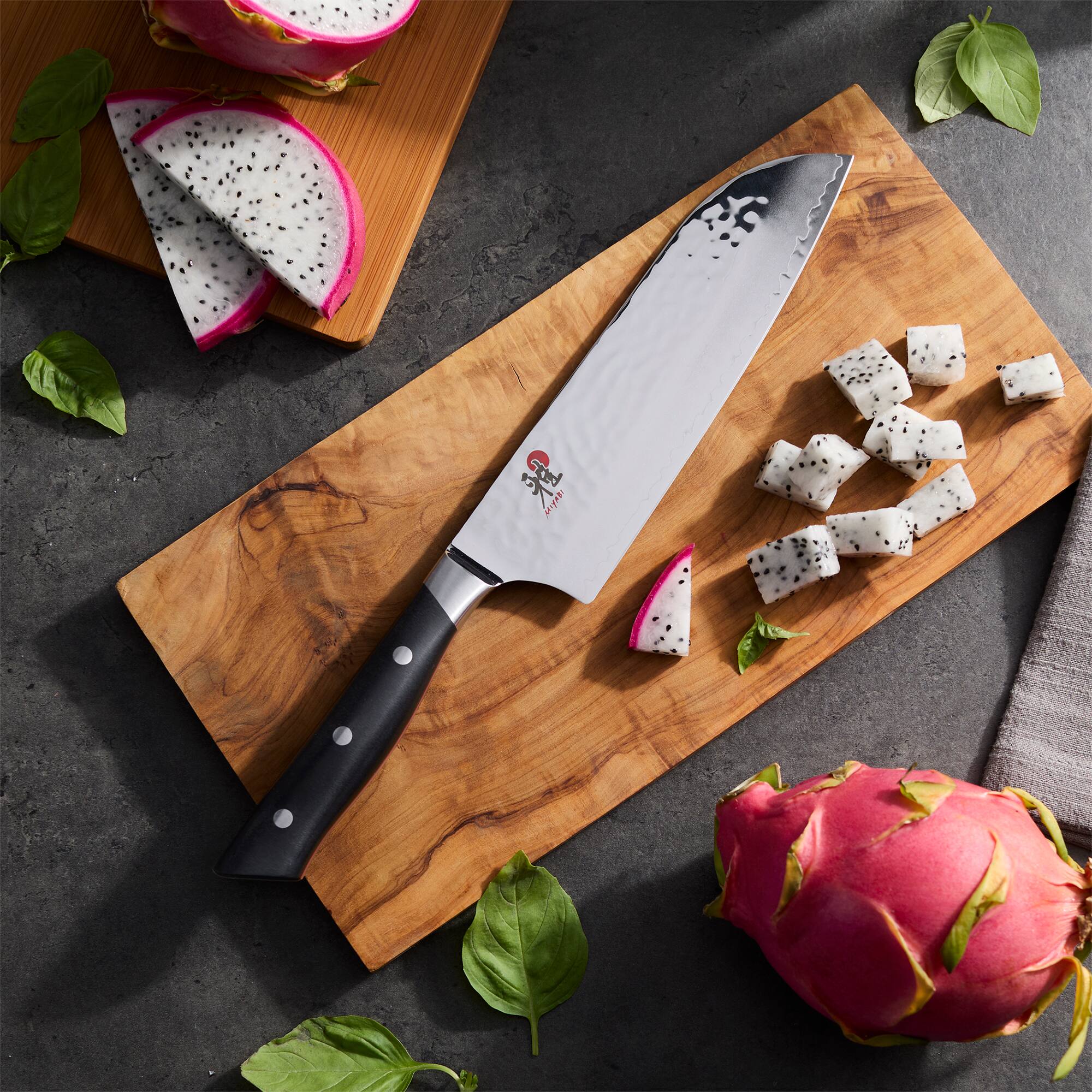 Alt View 1. Miyabi - Miyabi Hisho 7-inch Santoku Knife - Black.
