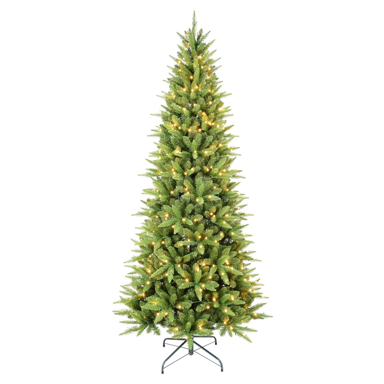 Front. Pefilos - 7ft Artificial Christmas Tree with 1180PVC/Mixed Branch Tips, 400L LED Lights & Premium Hinged Base, Memory Wire - Green.
