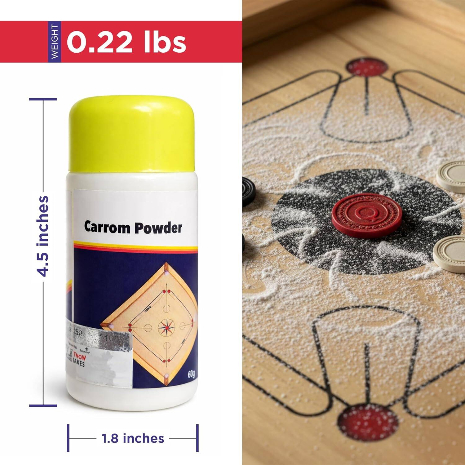 WEIGHT 0.22 lbs  
inches 4.5  
Carrom Powder 152  
THOW TAKES 100  
60g  
1.8 inches