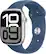Angle. Apple - Apple Watch Series 10 (GPS) 46mm Aluminum Case with Denim Sport Band - S/M - Silver.