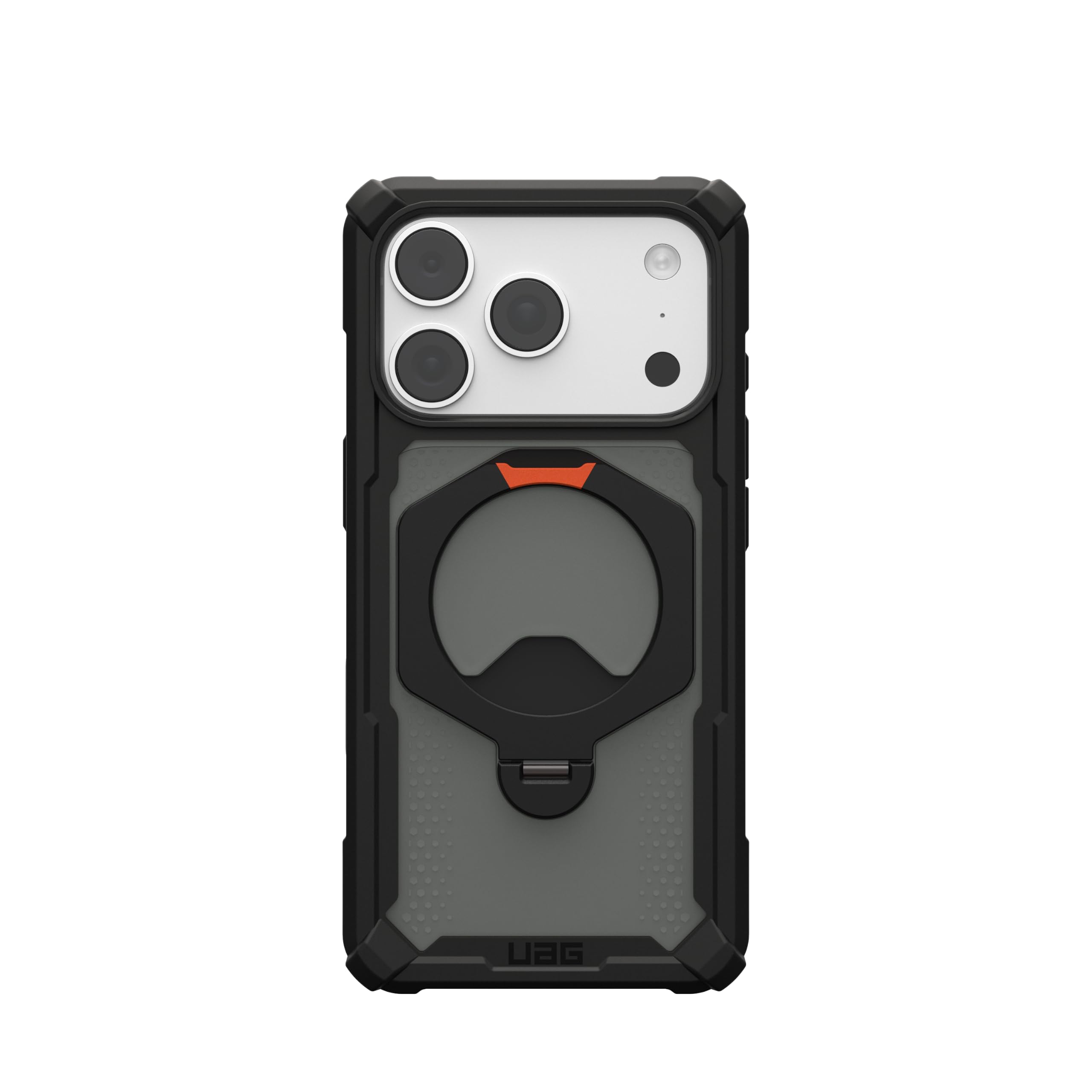 Alt View 3. UAG - iPhone 18 Pro Case/iPhone 17 Pro Case with 360 Kickstand, MagSafe & Camera Control Cover Button, Plasma XTE 360 - Black/Orange.