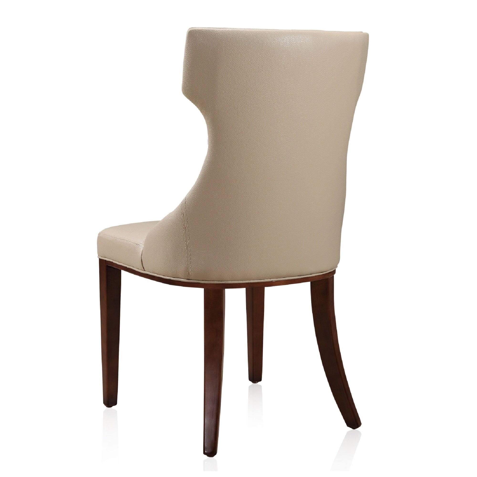Left. Manhattan Comfort - Reine Traditional Wood Upholstered Dining Chair - Set of 2 - Cream.