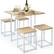 Front. Costway - 5pcs Dining Set Compact Dining Table and 4 Stools Metal Frame Nature\ Vintage White - Walnut and Black.