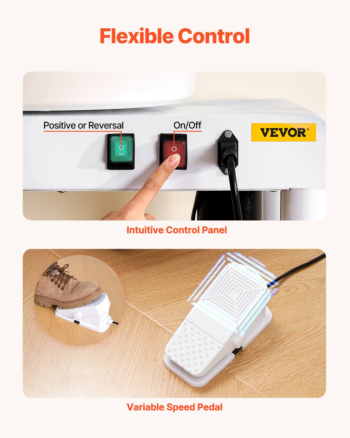 Flexible Control
Intuitive Control Panel
Variable Speed Pedal