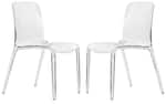 Front. LeisureMod - Murray 2-Pieces Modern Plastic Stackable Dining Chair for Home & Kitchen - Clear.