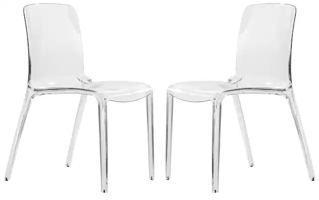 Front. LeisureMod - Murray 2-Pieces Modern Plastic Stackable Dining Chair for Home & Kitchen - Clear.
