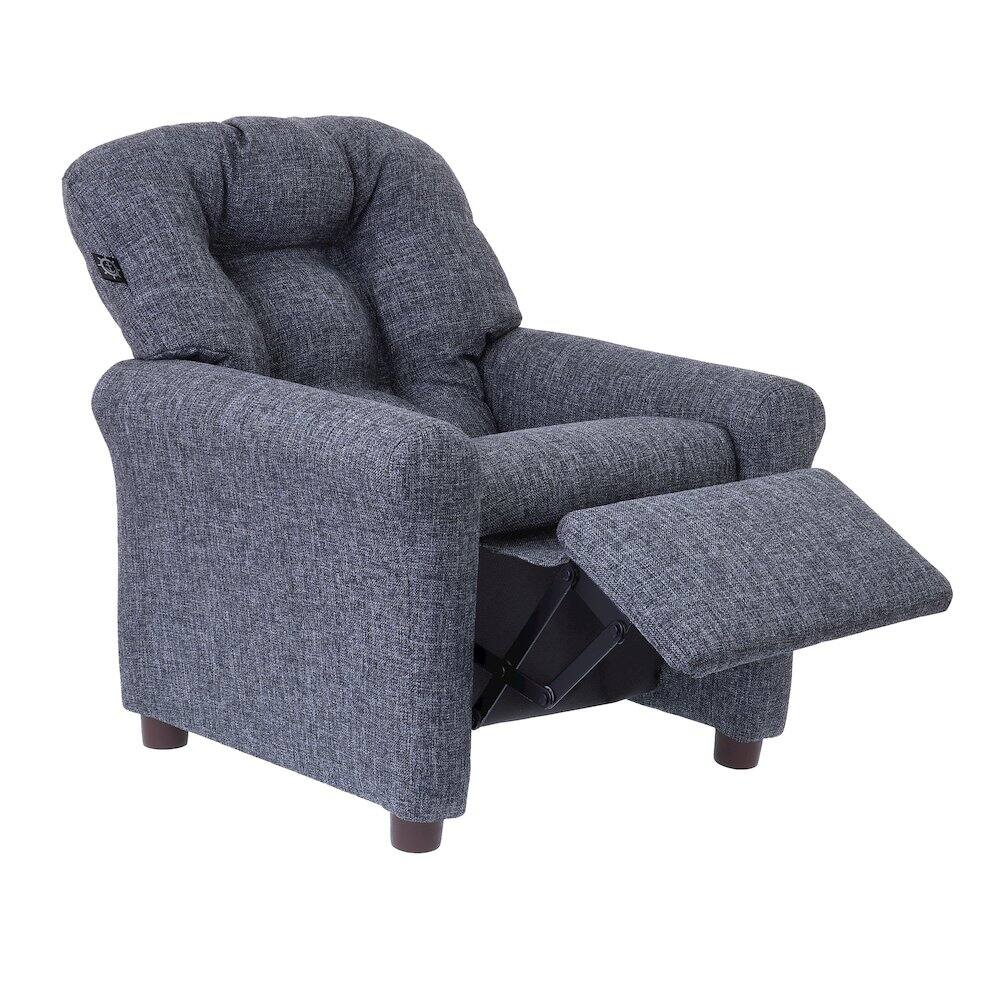 Left. Crew - Traditional Kids Recliner Chair - Gray.