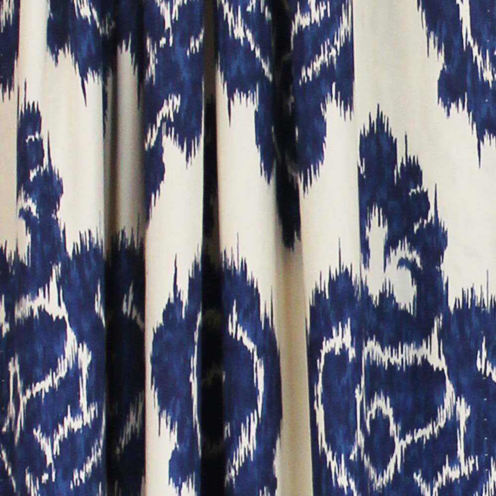 Left. RLF Home - RLF Home Flame Large Damask Flame Design Pair Of Lined Panels 3" Rod Pocket (Pair) 100" x 96" Navy Blue/Ivory - Navy blue ivory.