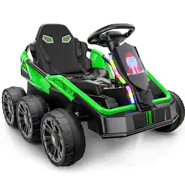 ANPABO - 24 Volt Ride on Toys for Big Kids, 6 Wheels Battery Powered Ride on UTV, Remote Control,LED Display - Green