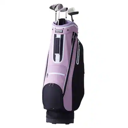 Front. VEVOR - Golf Cart Bag with 14 Way Organizer Divider Top, 36” Multiple Pockets Premium Cart Bag, Durable Golf Bags with Handles - Black + purple.