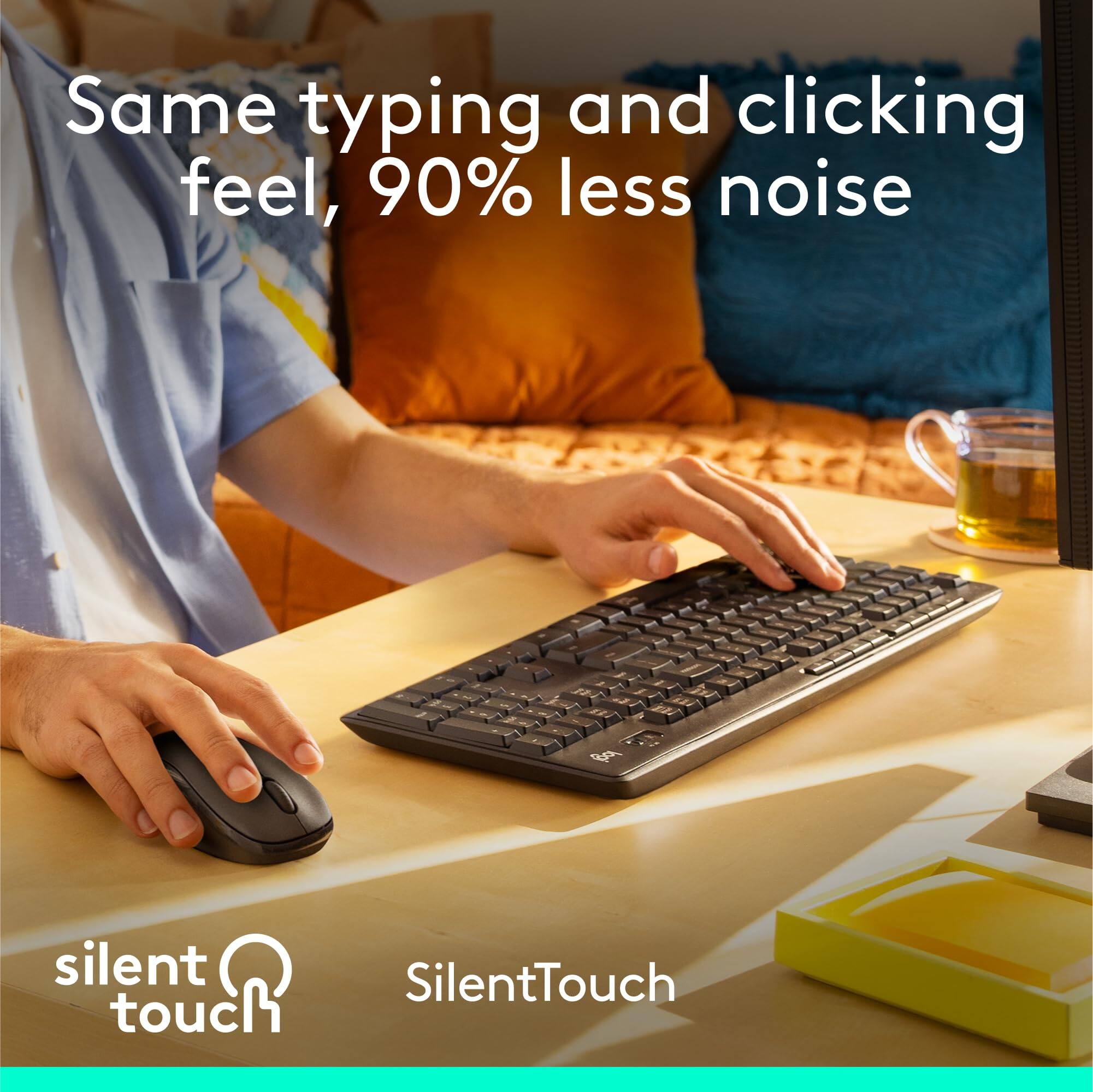 Same typing and clicking feel, 90% less noise

SilentTouch