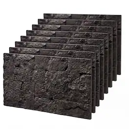 Homcom - 3D Faux Stone Wall Panels - Black
