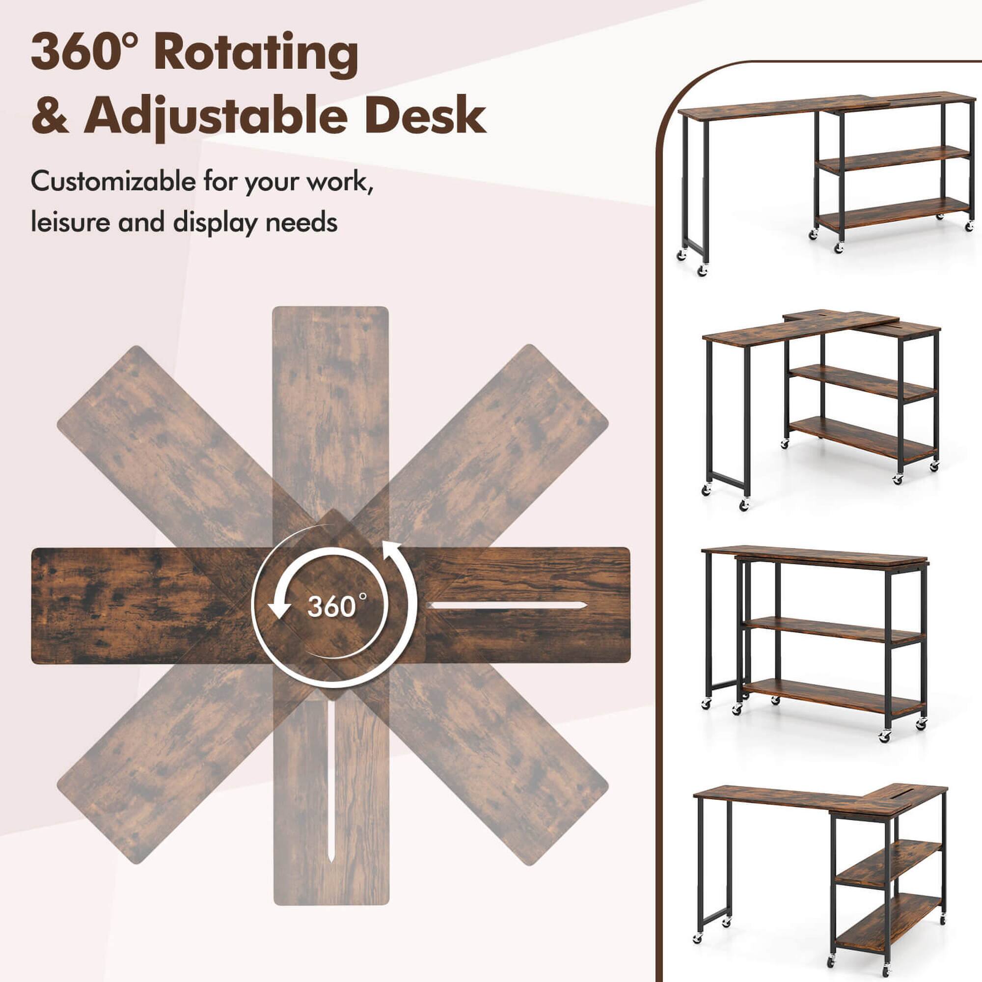 360° Rotating & Adjustable Desk  
Customizable for your work, leisure and display needs
