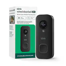 Blink - Wired Doorbell 2K+ — Head-to-Toe 2K video doorbell, continuous hardwired power, enhanced audio - Black