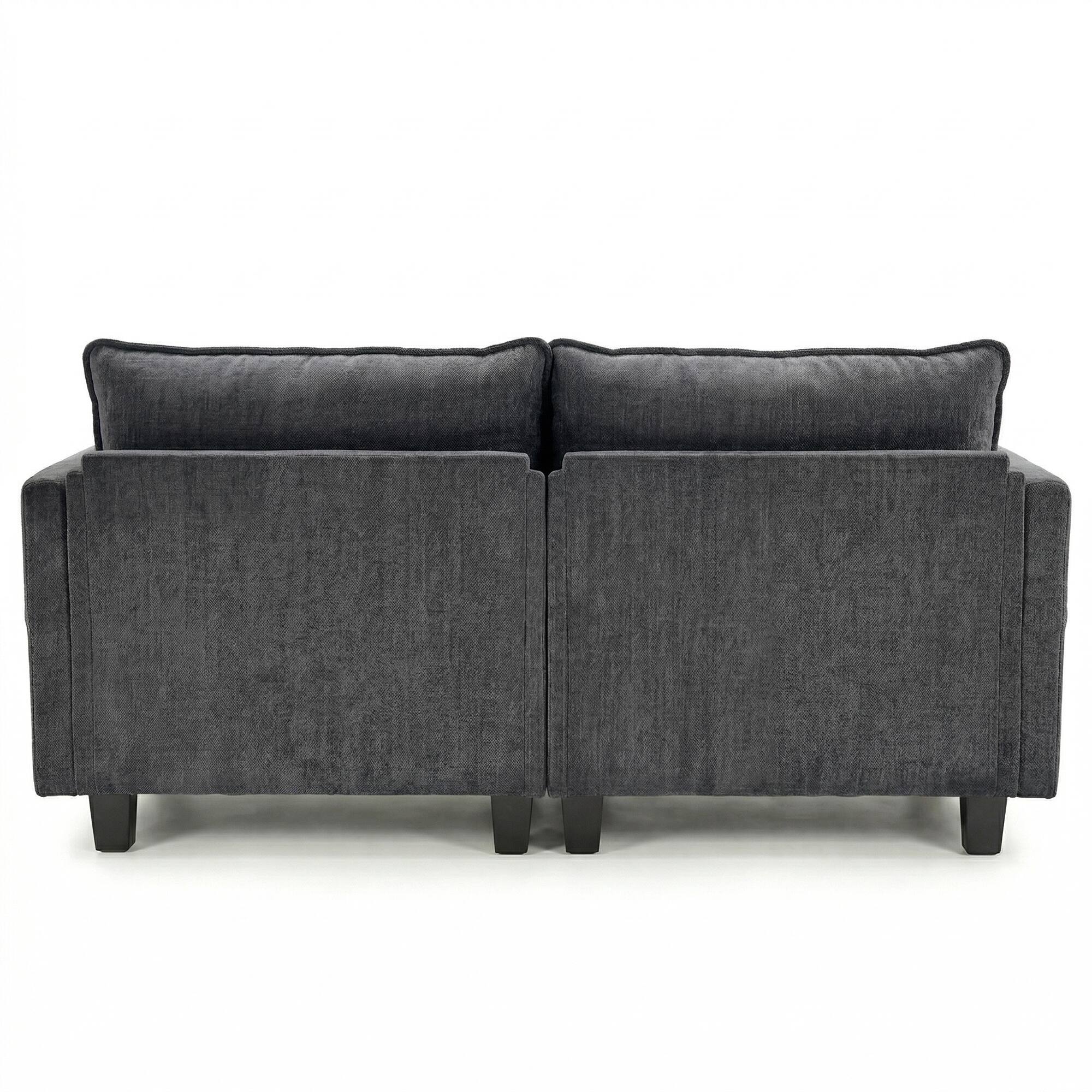 Alt View 1. Anysun - Modern Chenille Loveseat Sofa – 2-Seat Compact Couch with Dual USB Charging Ports and Side Pockets - Black.
