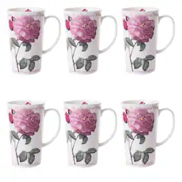 Jiallo - Roy Kirkham LATTE MUG 600 ML.-VERSAIL - Set of 6, Bone China Made in England - Mutli color