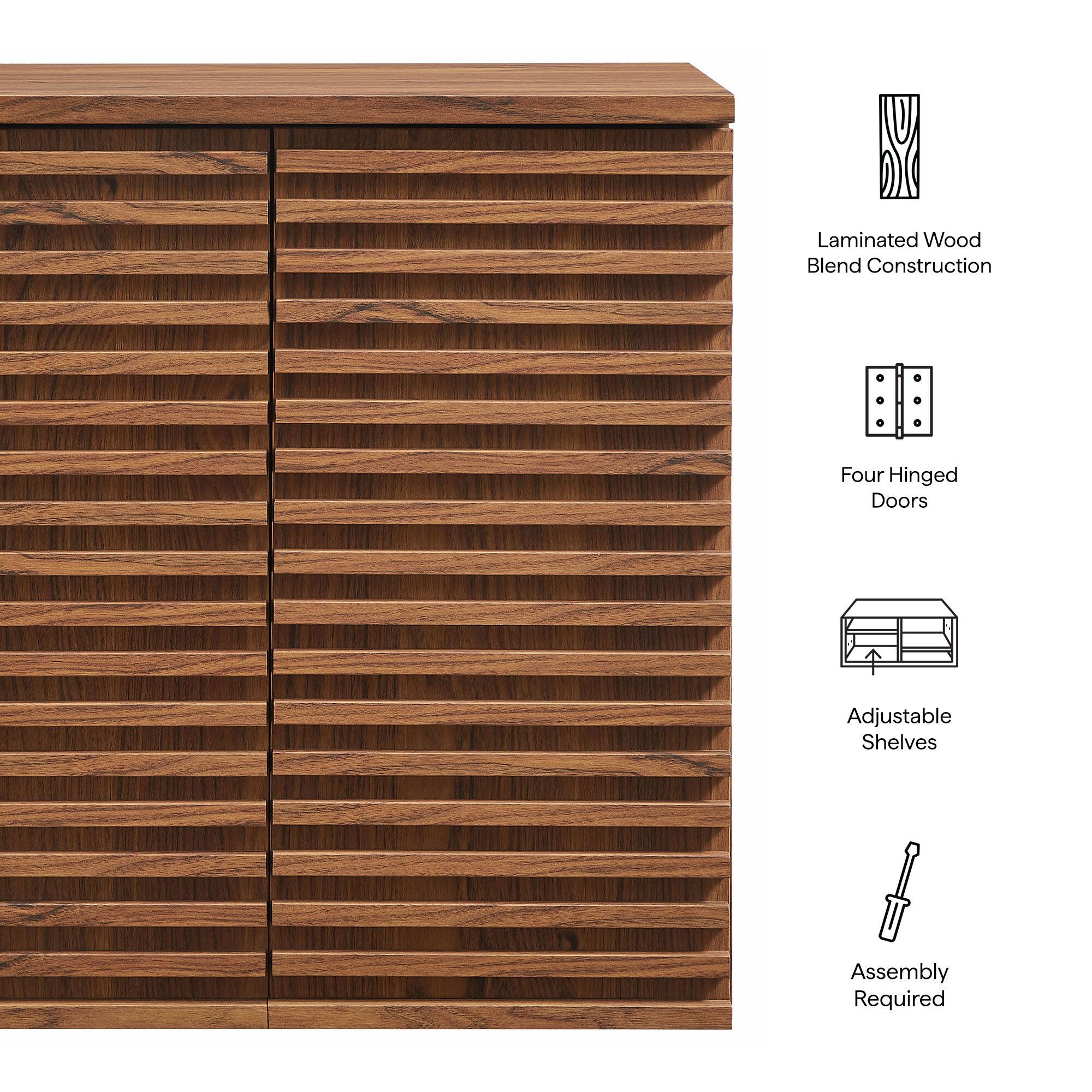 Laminated Wood Blend Construction  
Four Hinged Doors  
Adjustable Shelves  
Assembly Required