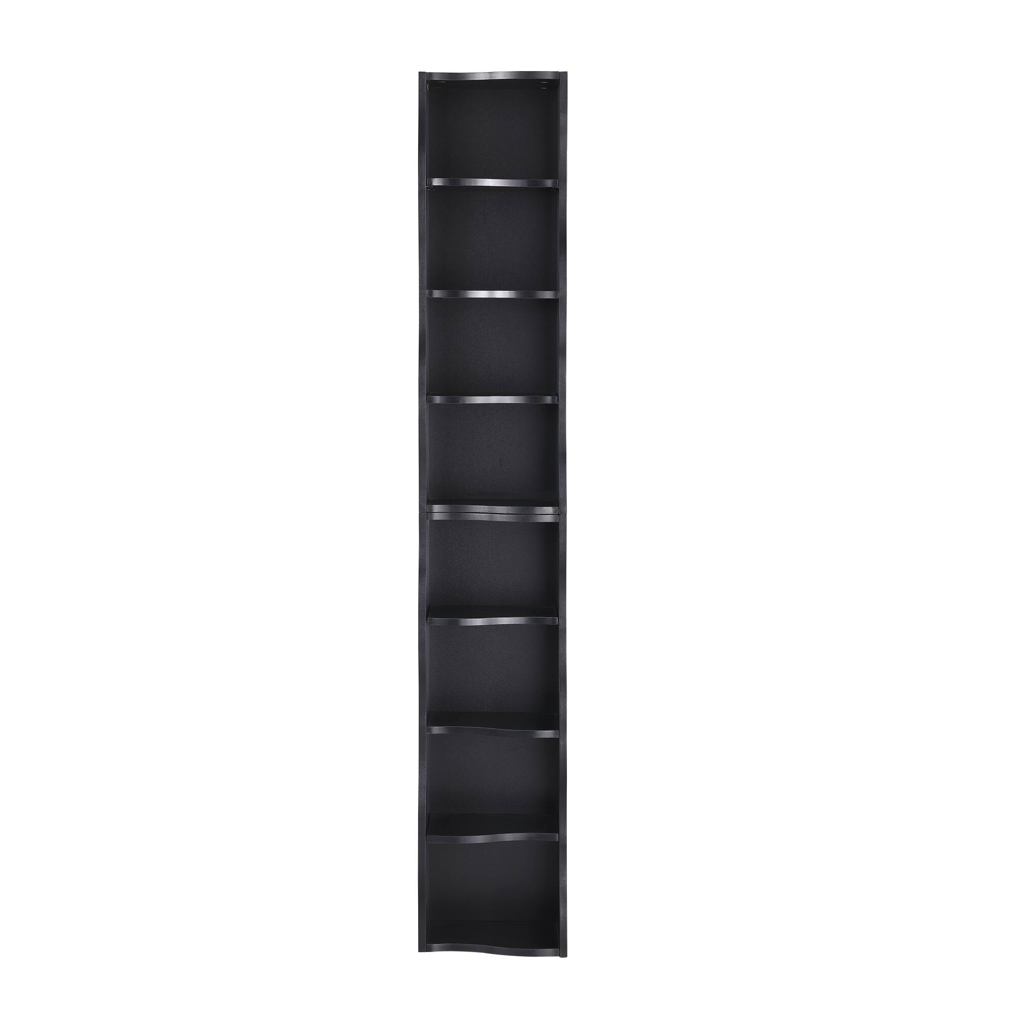 Alt View 8. GOODSILO - Ultra-Thin Adjustable Shelf Bookcase with Wavy Border Design for Home and Office Storage Solutions - Black.