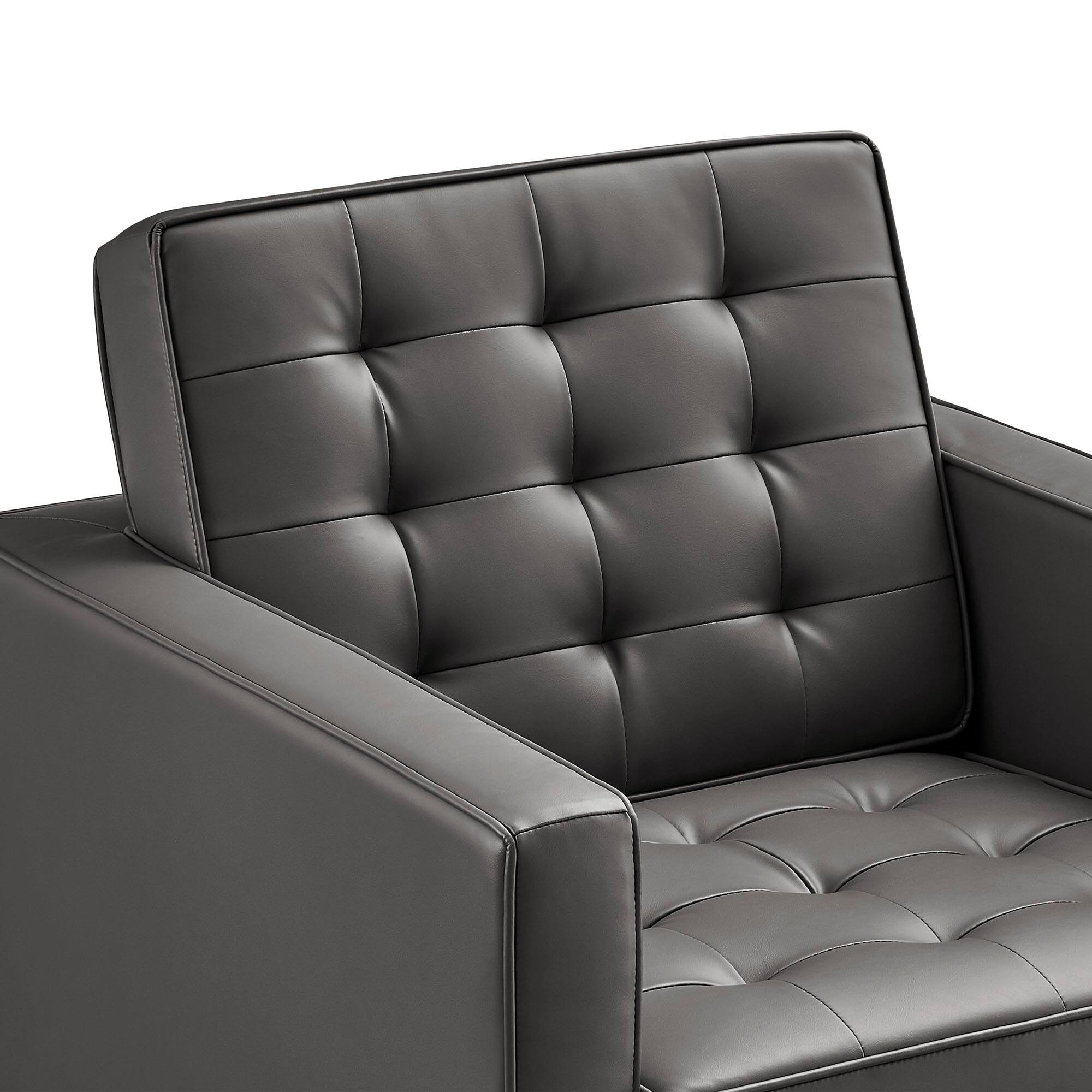 Alt View 2. Modway - Loft Tufted Vegan Leather Armchairs Set of 2 by Modway - Gray.