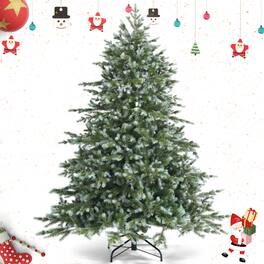 Gymax - 6 Ft Artificial Christmas Tree Unlit Hinged Xmas Tree w/ Metal Stand - Green