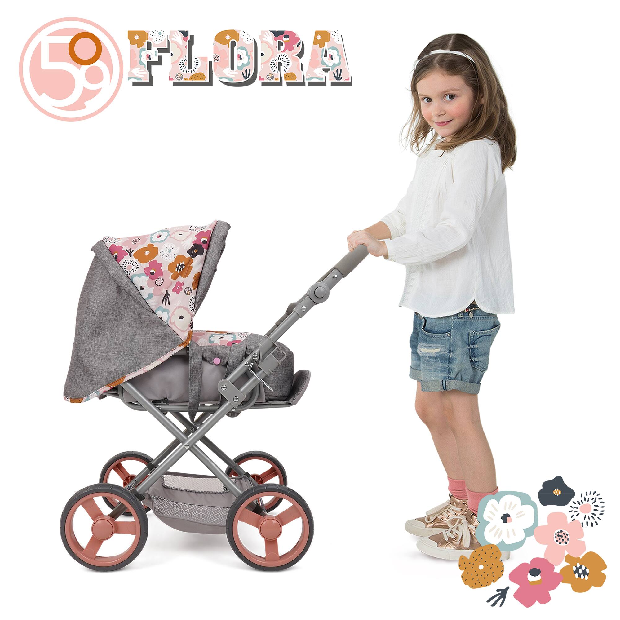 Alt View 2. 509 Crew - 509 Crew - Melange Flora - Kelly Deluxe Doll Pram - Matching Bag, 3+.