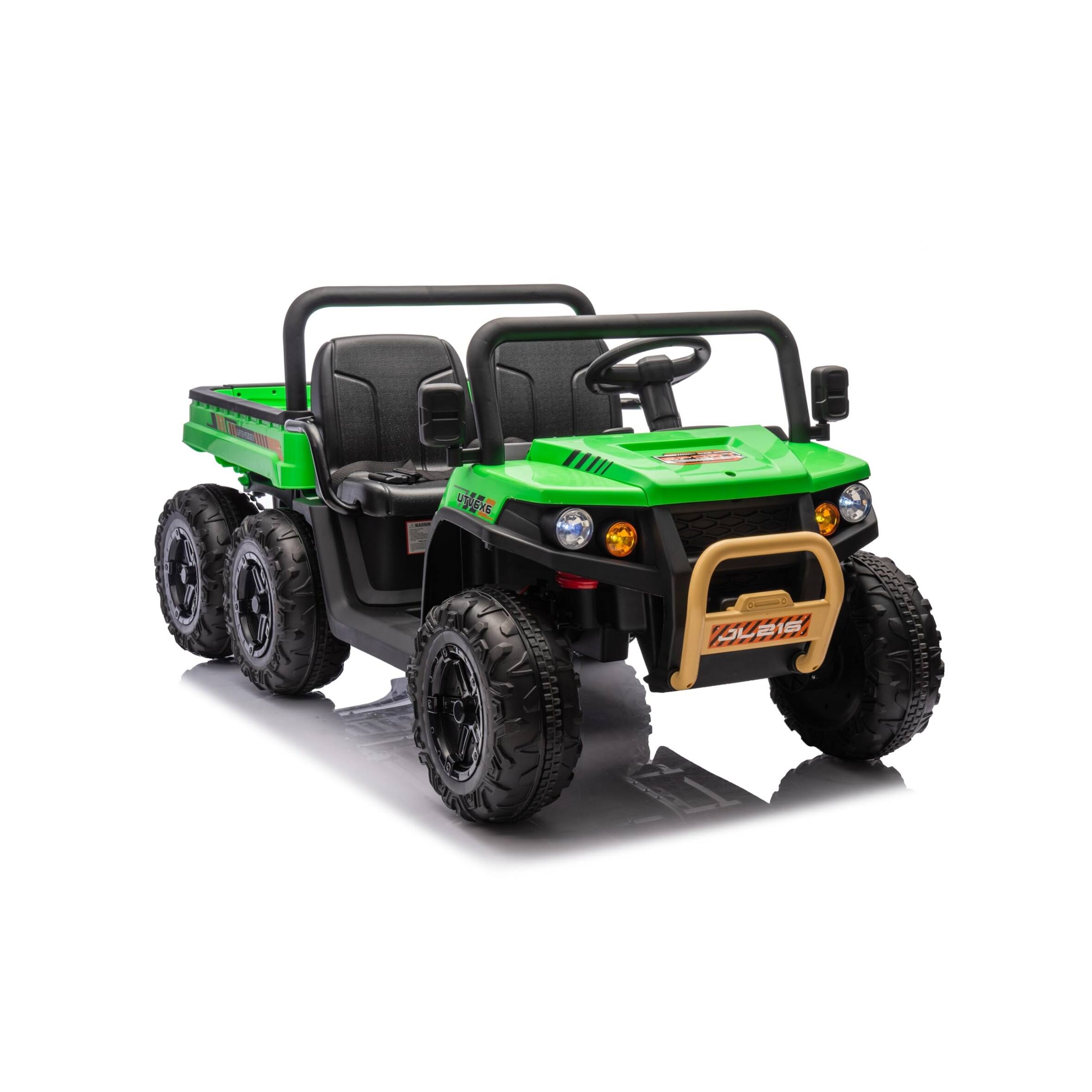 Alt View 2. GARVEE - 24V 2-Seater Ride-On Dump Truck for Kids, 6 Wheels 4WD Electric UTV, 3 Speeds, Remote Control, Dump Bed - Green.