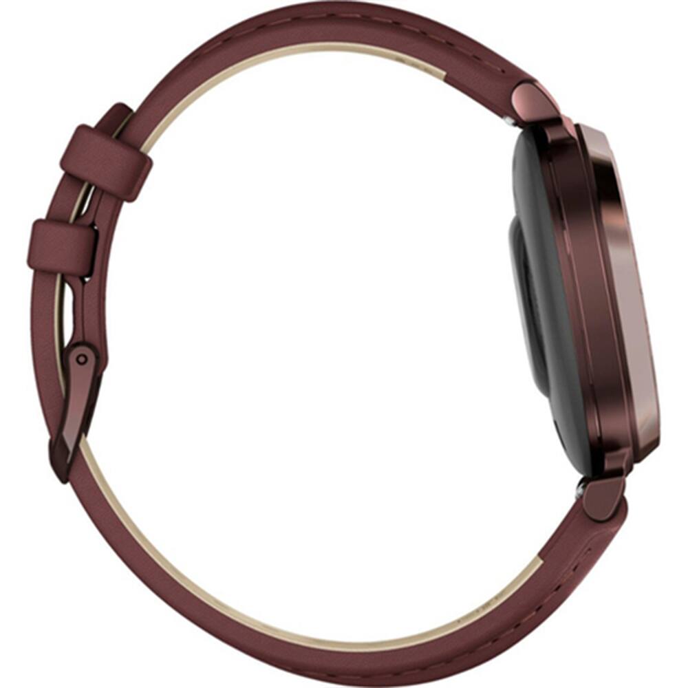 Alt View 2. Garmin - Lily 2 Classic Bronze with Leather Band Smartwatch+2 Year Warranty Bundle - Dark Bronze with Mulberry Leather Band.