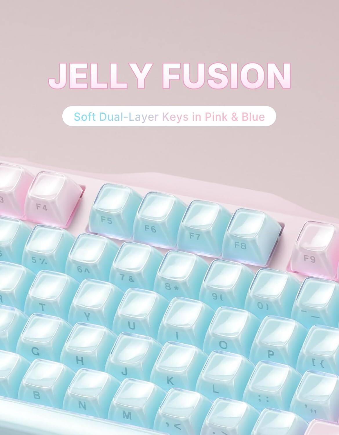 JELLY FUSION Soft Dual-Layer Keys in Pink & Blue