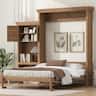 Whisen - Queen Size Murphy Bed, Space-Saving Folding Bed Frame with Integrated Storage Shelves, Louvered Design - Wood