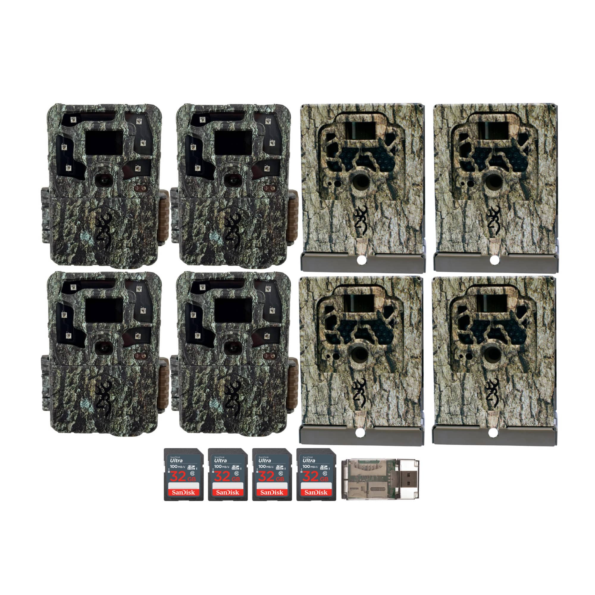 Browning - Strike Force Pro X Trail Camera w/SD Card, Security Box Bundle (4-Pack)