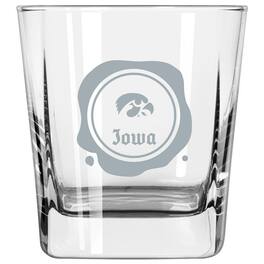 Logo Brands - Iowa Hawkeyes 14oz. Frost Stamp Old Fashioned Glass - Multicolor