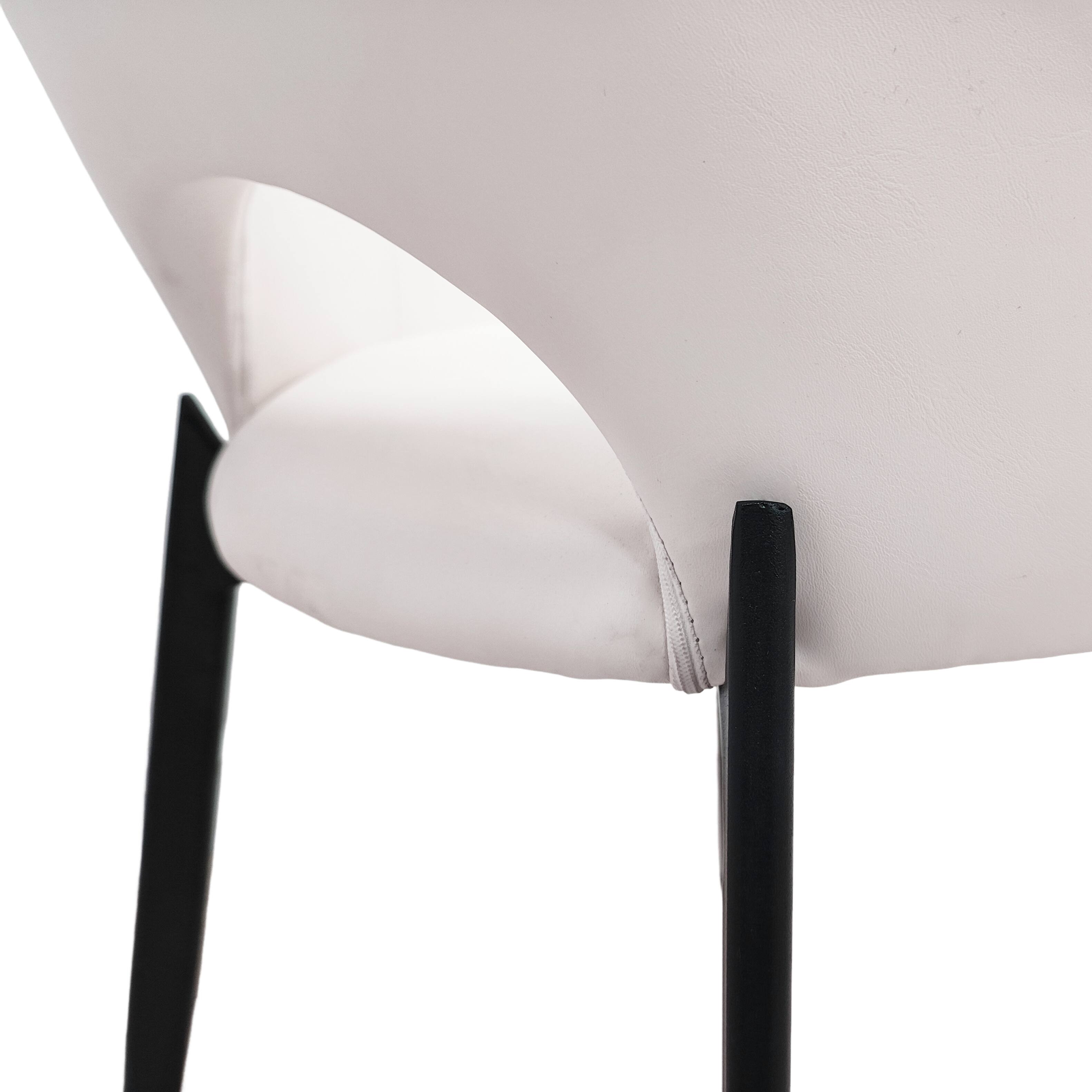 Alt View 6. LeisureMod - Amalfi Modern Upholstered Fabric Dining Chair, Curved Open Back Accent Side Kitchen Chair with Metal Legs - Coconut white.