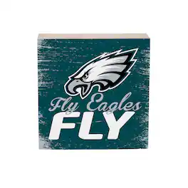 Evergreen Enterprises - Philadelphia Eagles 6" Square Fan Chant Wood Block Shelf Sign - Multicolor
