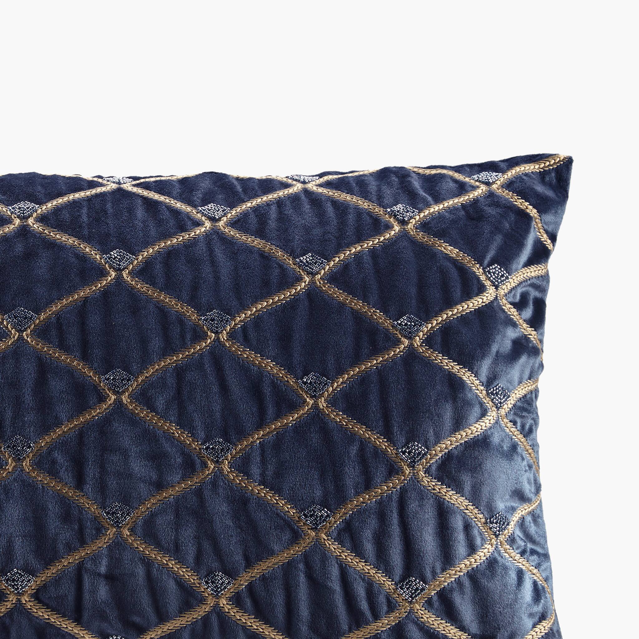 Alt View 1. Gracie Mills - Gracie Mills Brad Foxtail Stitched Velvet Oblong Decor Pillow - Navy.