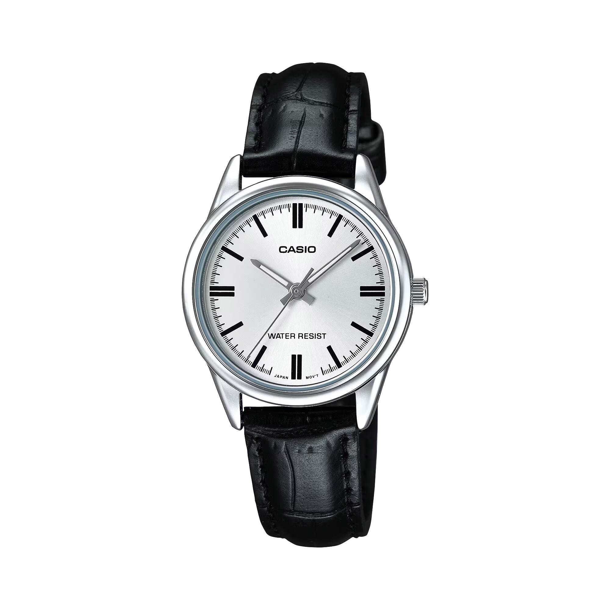Casio - Women’s Silver Dial Leather Analog Watch - LTP-V005L-7AUDF - Black price history on PriceWatchPro