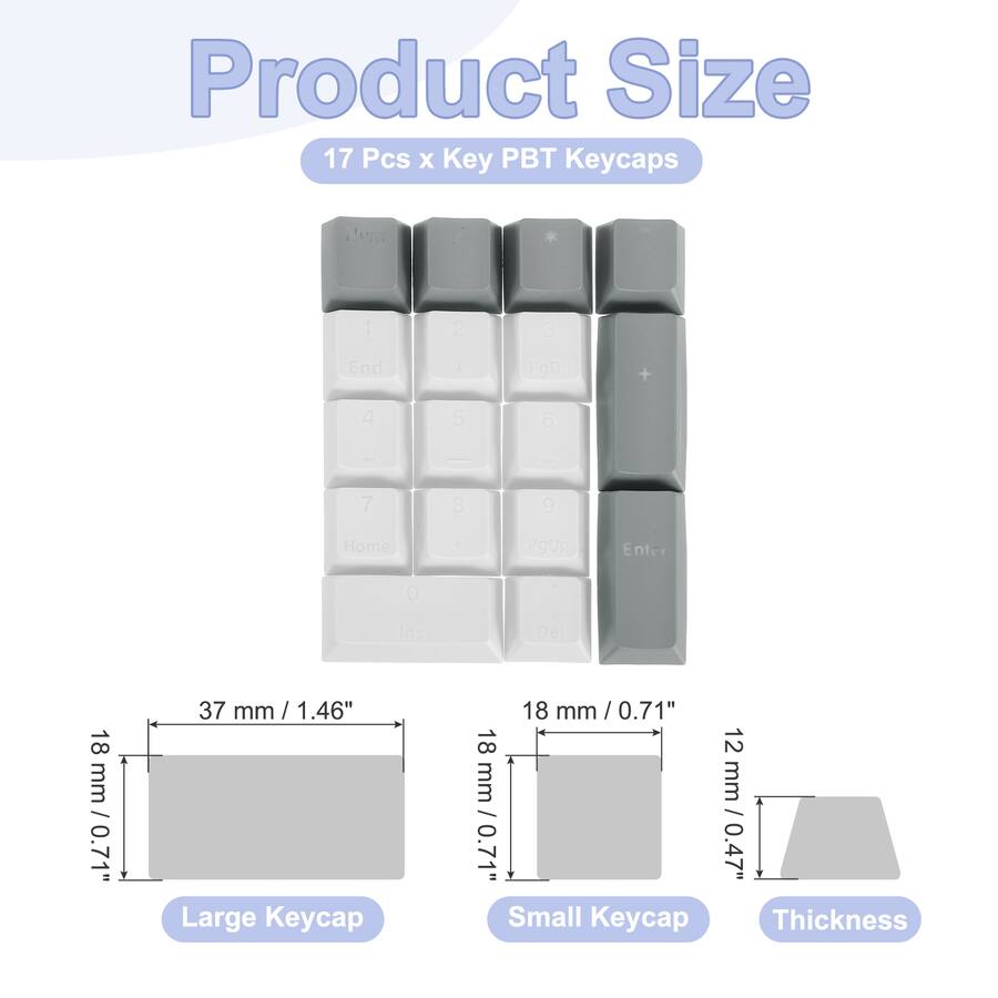 Unique Bargains 17 Keys PBT Keycap Set, Colorful Mechanical Numpad ...