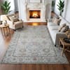 Front. RYHNUYNE - 8x10 Neutral Floral Rugs, Vintage Style Washable Area Rug, Non Slip Soft Low Pile Rug for Living Room Farmhouse Nursery - gray.