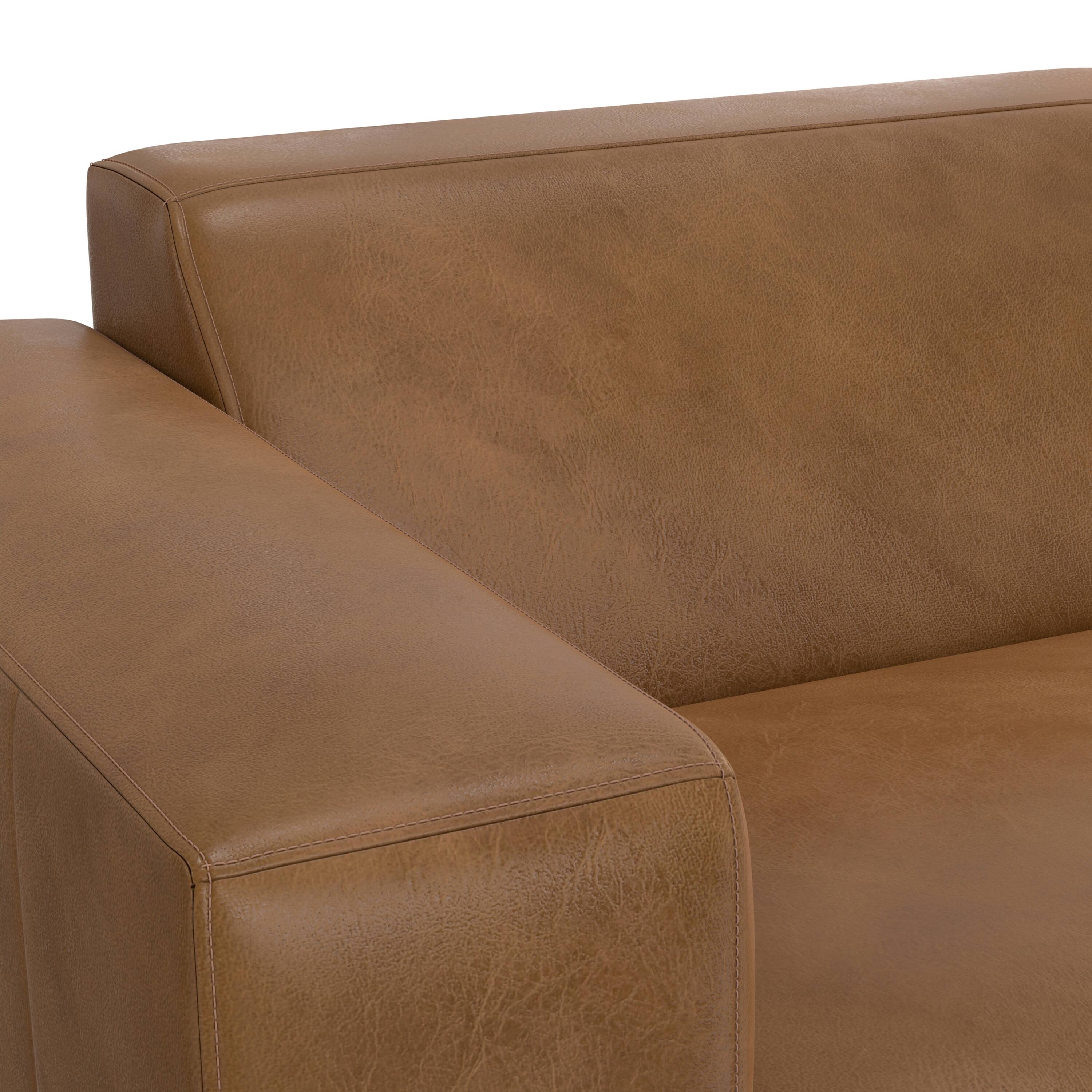 Alt View 6. Simpli Home - Rex Left-Arm Sofa Module in Genuine Leather - Caramel Brown.