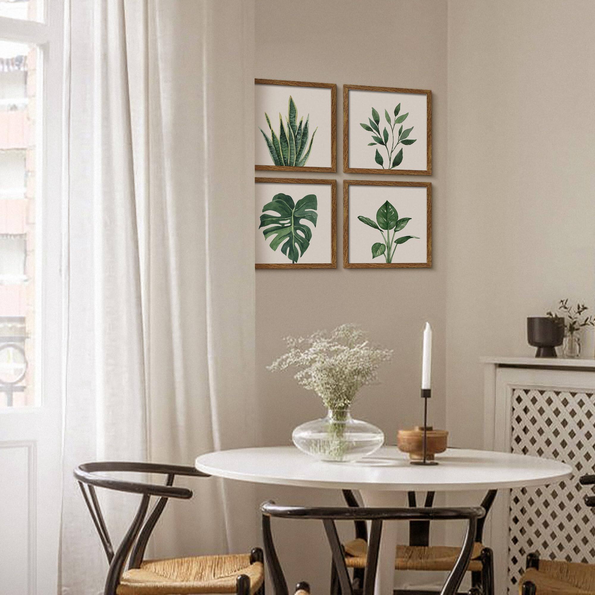 Alt View 3. Fabibe - ArtbyHannah Framed Bathroom Wall Decor, 10x10 Inch Botanical Wall Art with Sage Green Plant Print for Wall Decoration, M - Black 8x8 Inch.