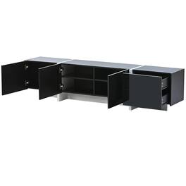 Ecooso - Contemporary Rectangle Design TV Stand, Unique Style TV Console Table for TVs Up to 80'', High Gloss UV Surface - Black