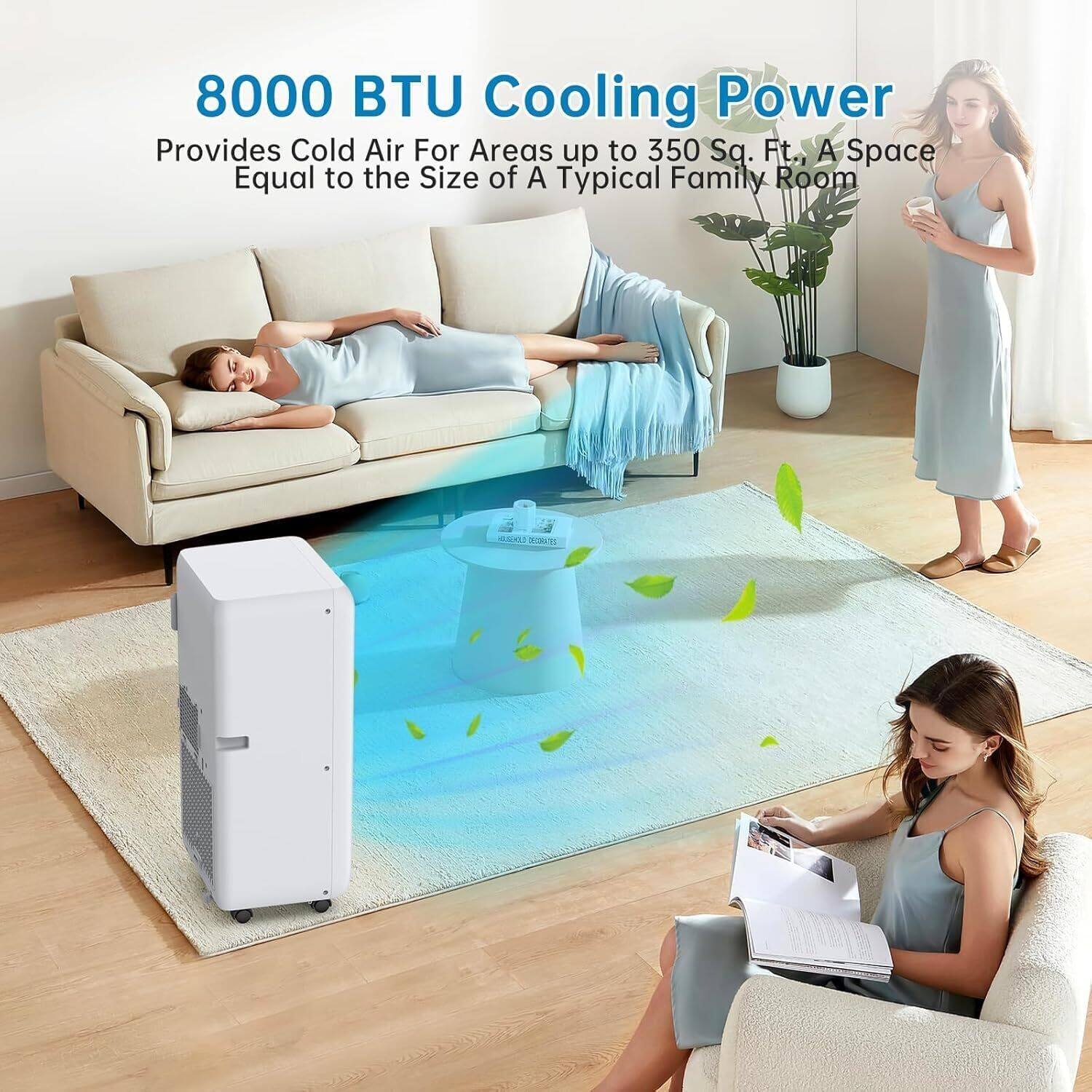 8000 BTU Cooling Power  
Provides Cold Air For Areas up to 350 Sq. Ft., A Space Equal to the Size of A Typical Family Room