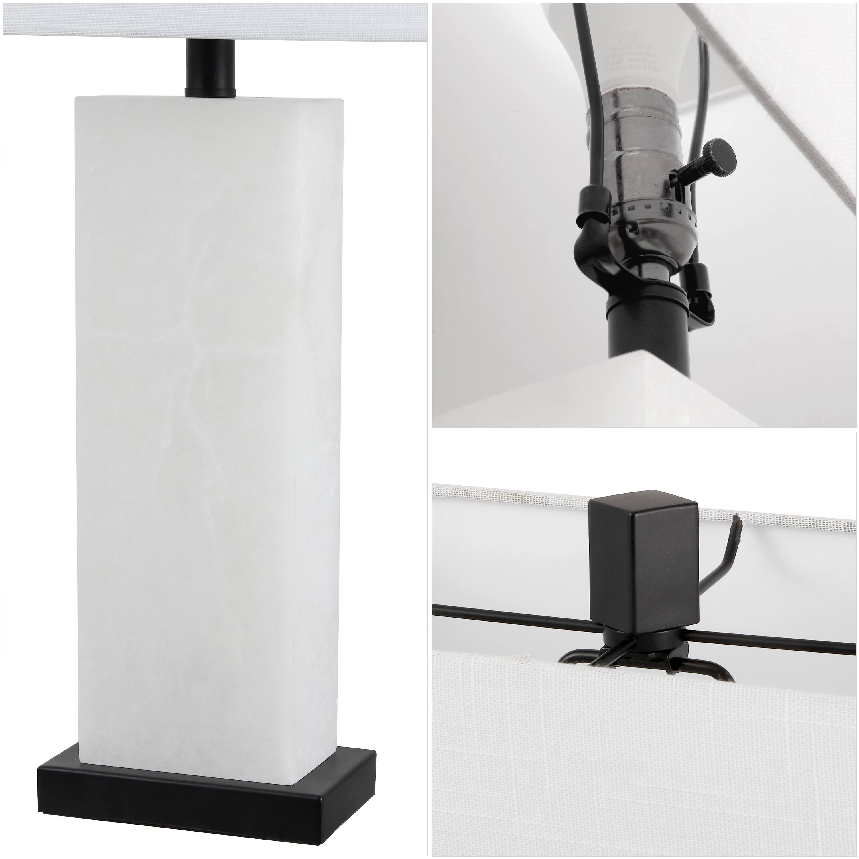 Alt View 3. Jonathan Y - Tiggie 27" Contemporary Modern Alabaster Rectangular LED Table Lamp, White Alabaster/Black - White Alabaster/Black.