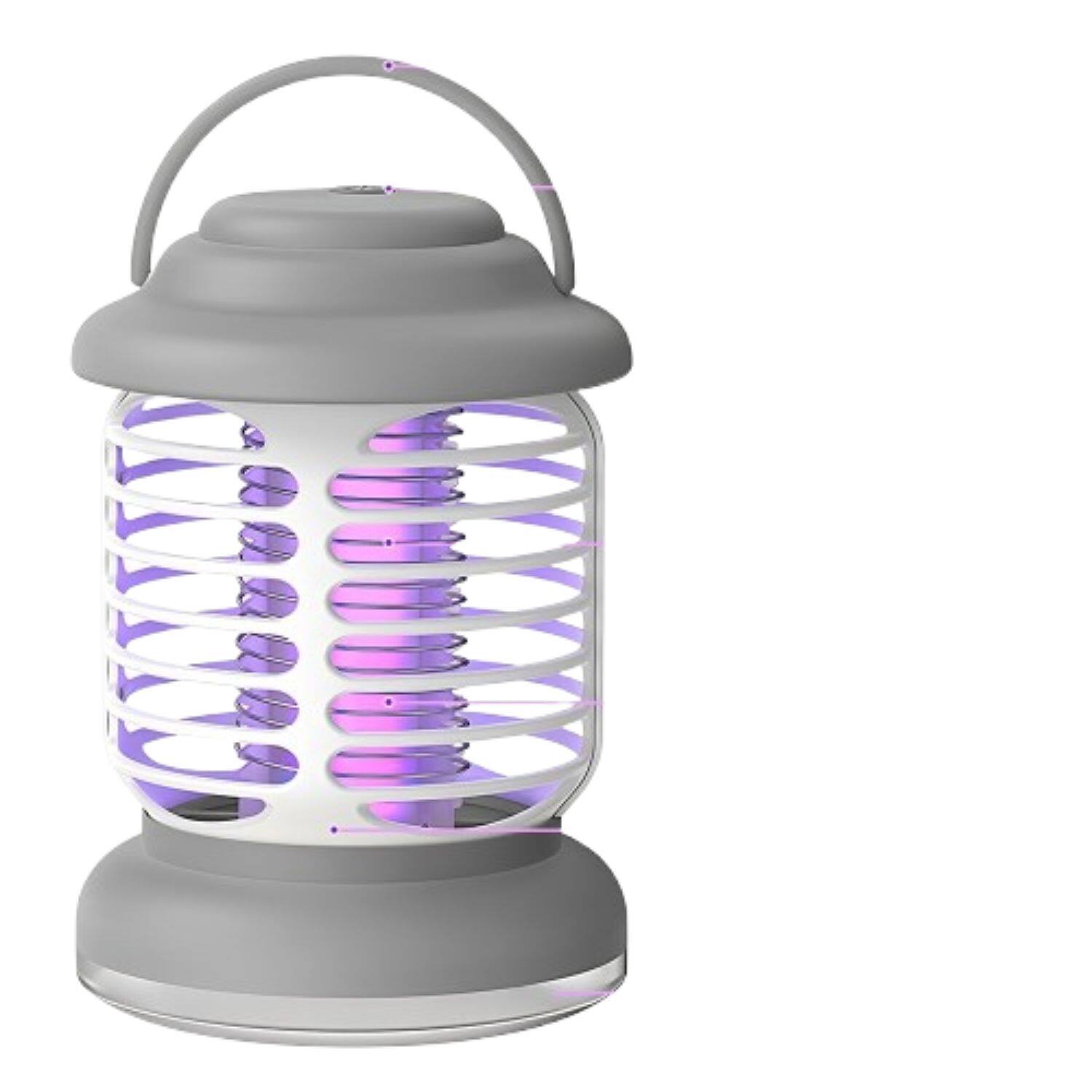 Front. Stock Preferred - 3000V UV Bug Zapper & Camping Lantern - Gray.