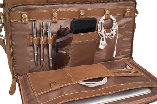 Alt View 4. Luxorro - Leather Laptop Bag for me. Fits 15" Laptops - Light Brown.