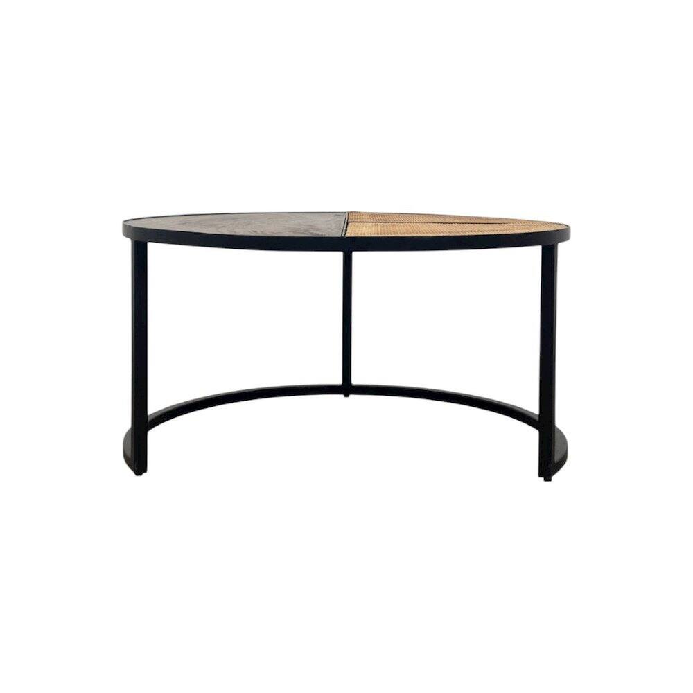 Back. Carolina Chair & Table - Cardinal 28" Round Nesting Coffee Table with Cane - Natural - Natural, Cane.