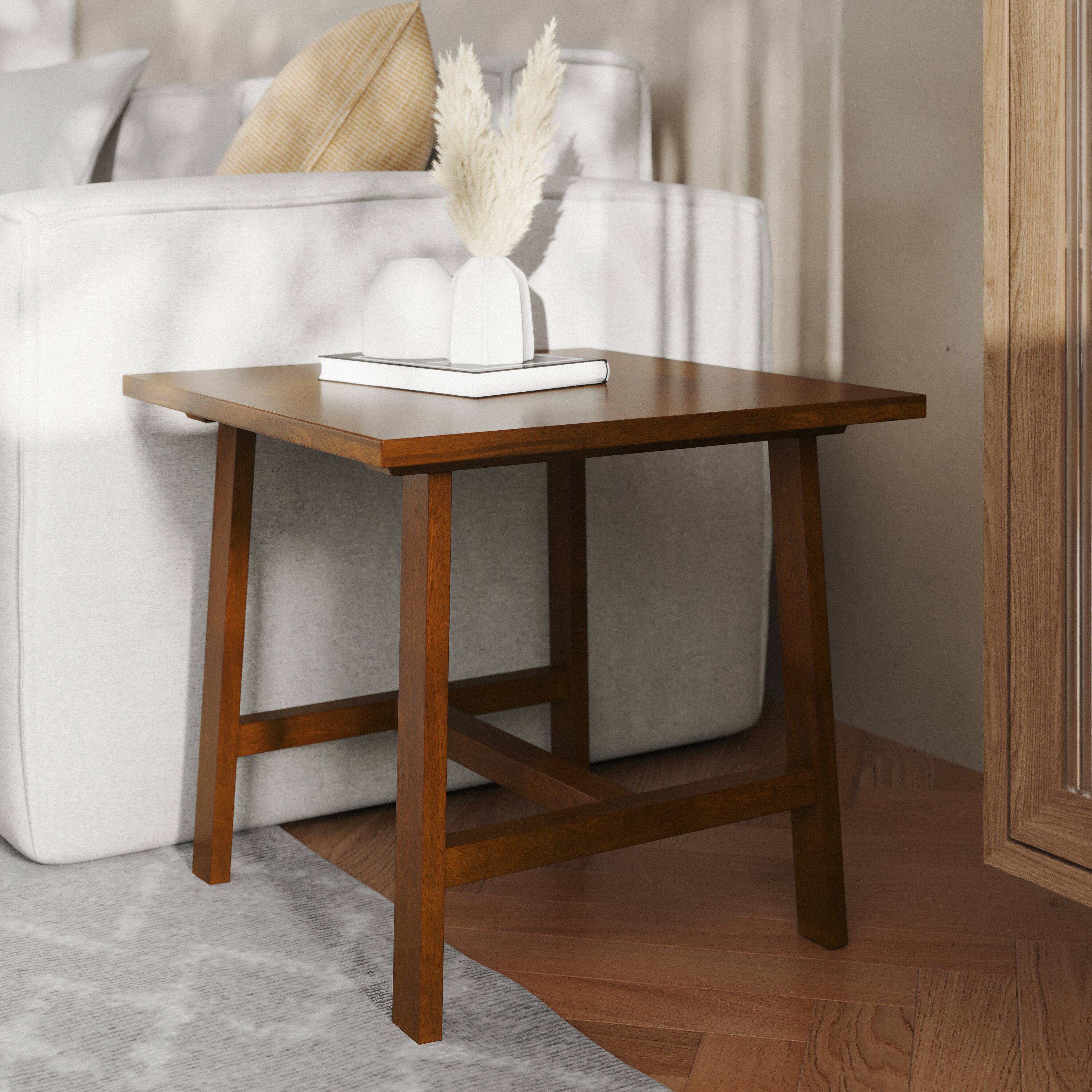 Alt View 3. Flash Furniture - Eli Solid Wood Farmhouse End Table, Trestle Style Accent Table in Walnut - Brown.