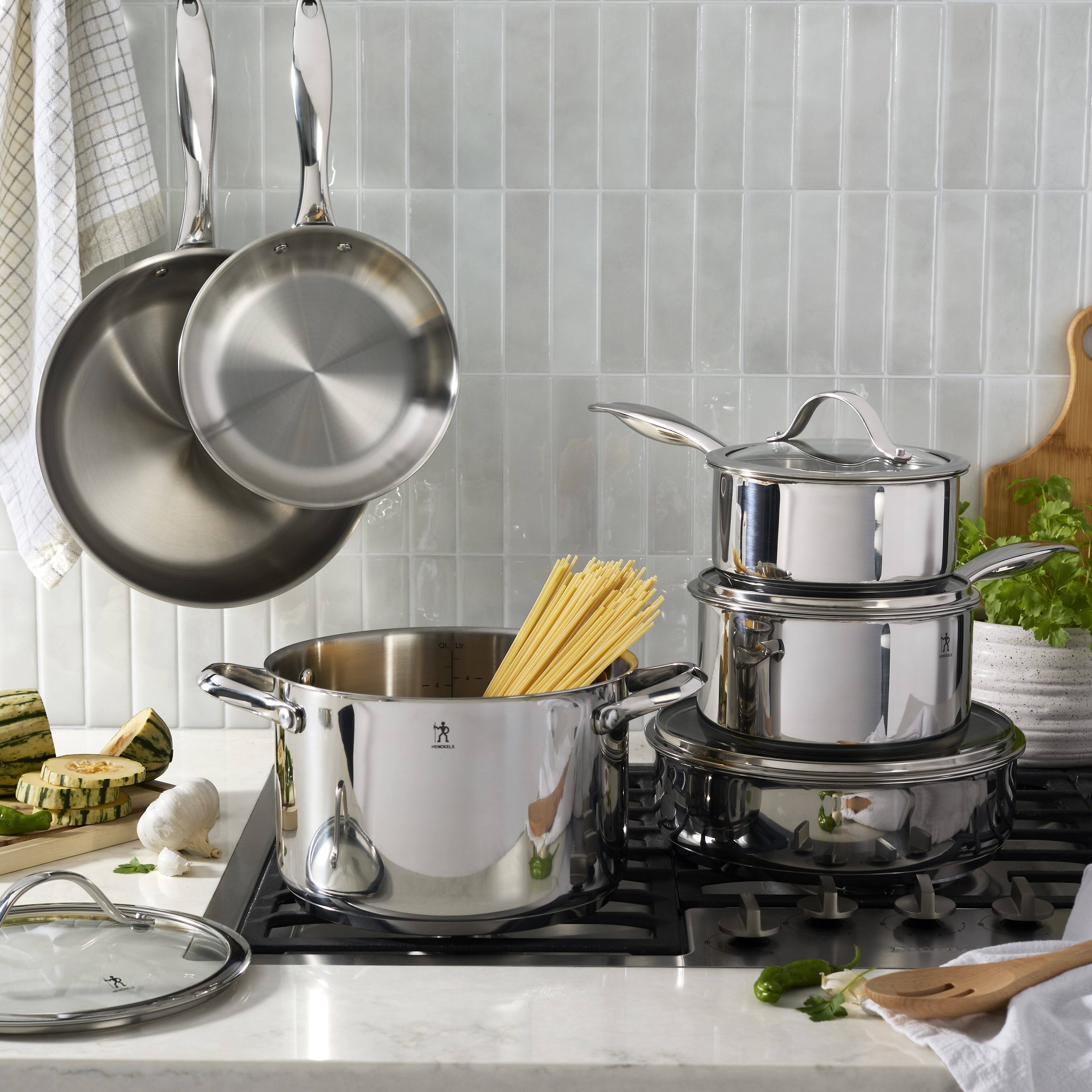 Alt View 2. Henckels - Henckels Aragon 10-pc Stainless Steel Cookware Set - Stainless Steel.