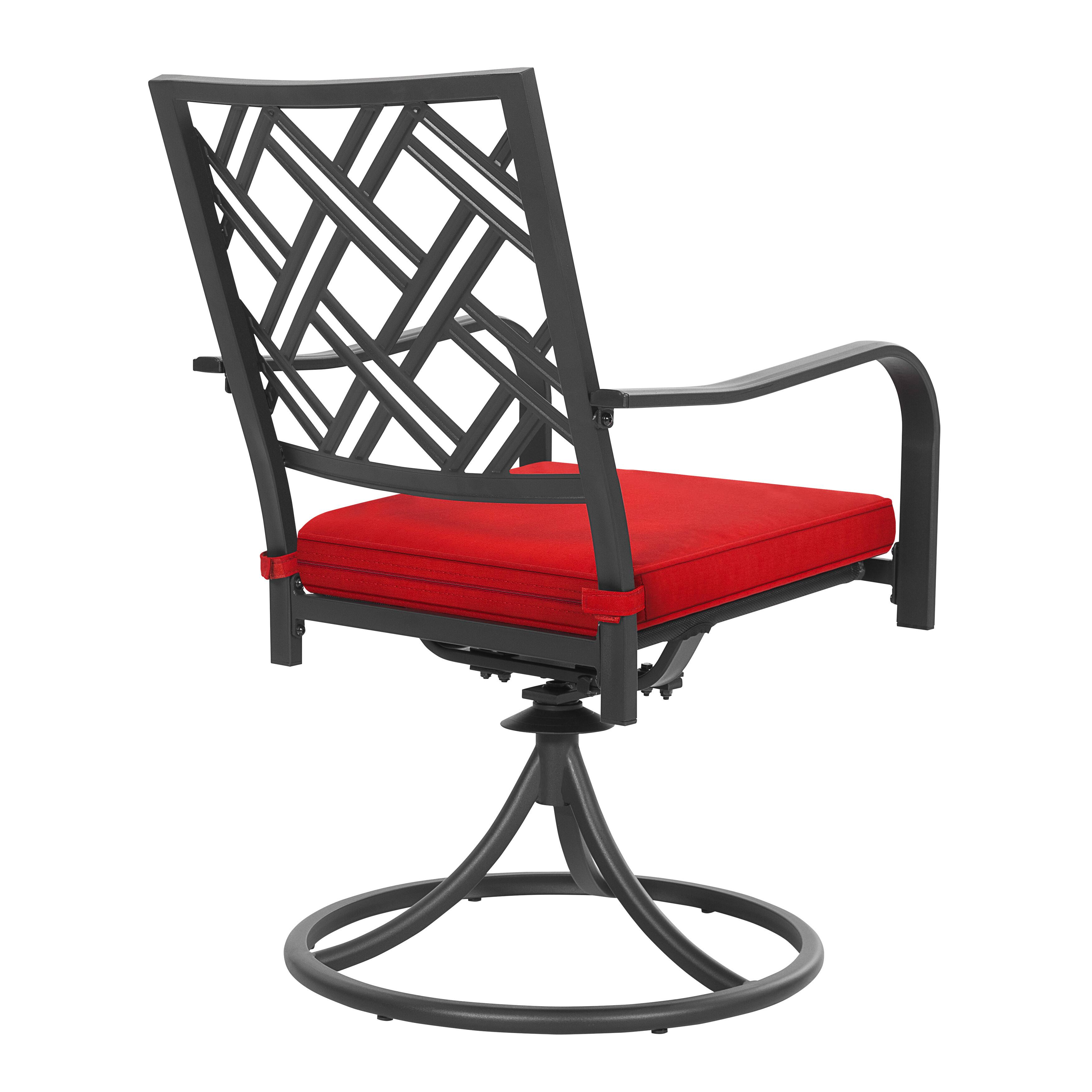 Alt View 7. Nuu Garden - Outdoor 2-Piece Dining Chairs, 360-Degree Rotation and Cushions - Black and Red.