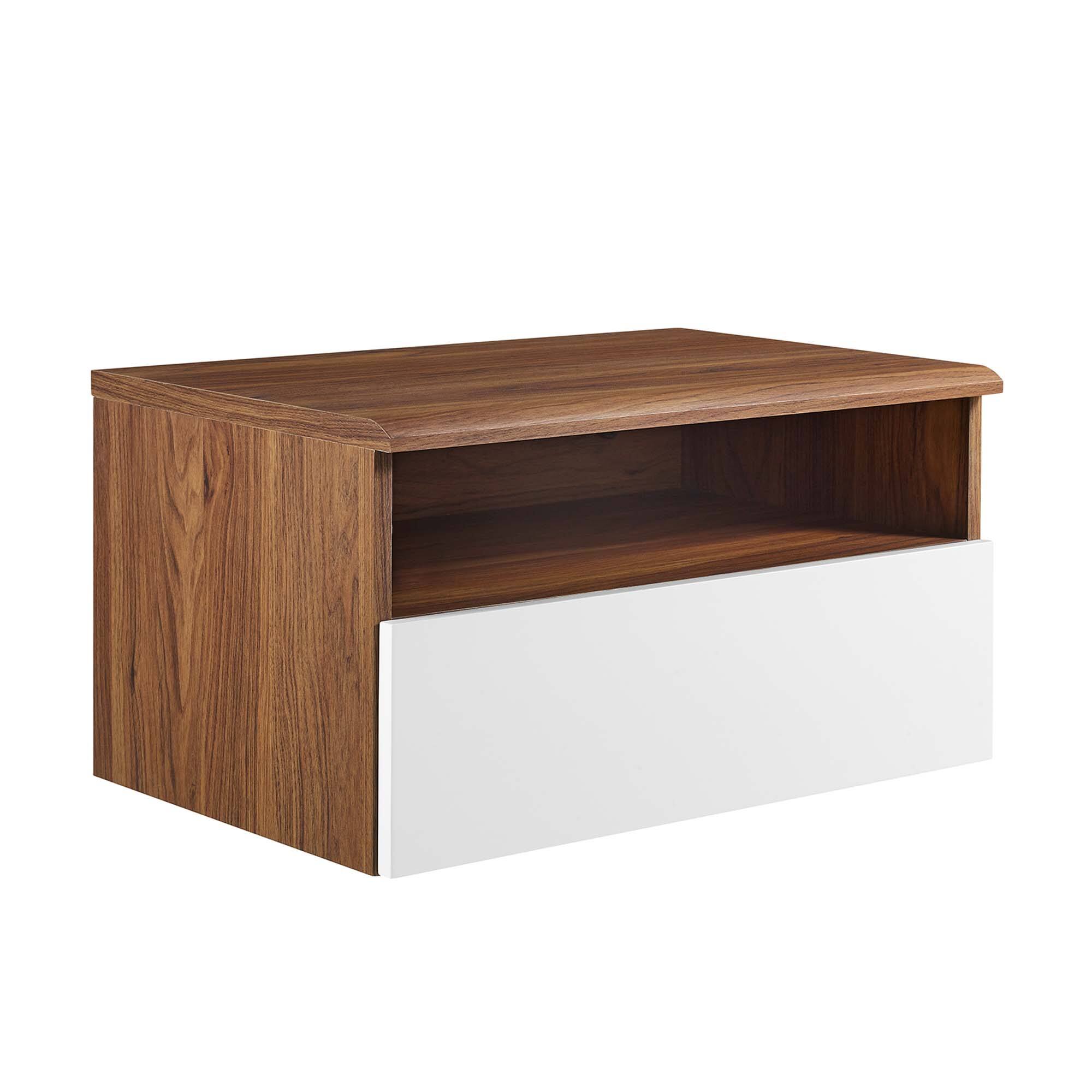 Angle. Modway - Envision Wall Mount Nightstand by Modway - Walnut White.