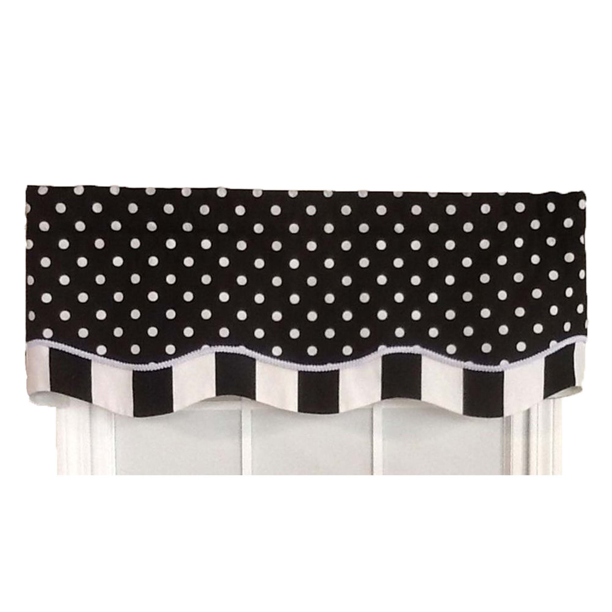 Angle. RLF Home - RLF Home Glory Dotty Style High Quality 3" Rod Pocket Valance 50" X 16" Black - Black.